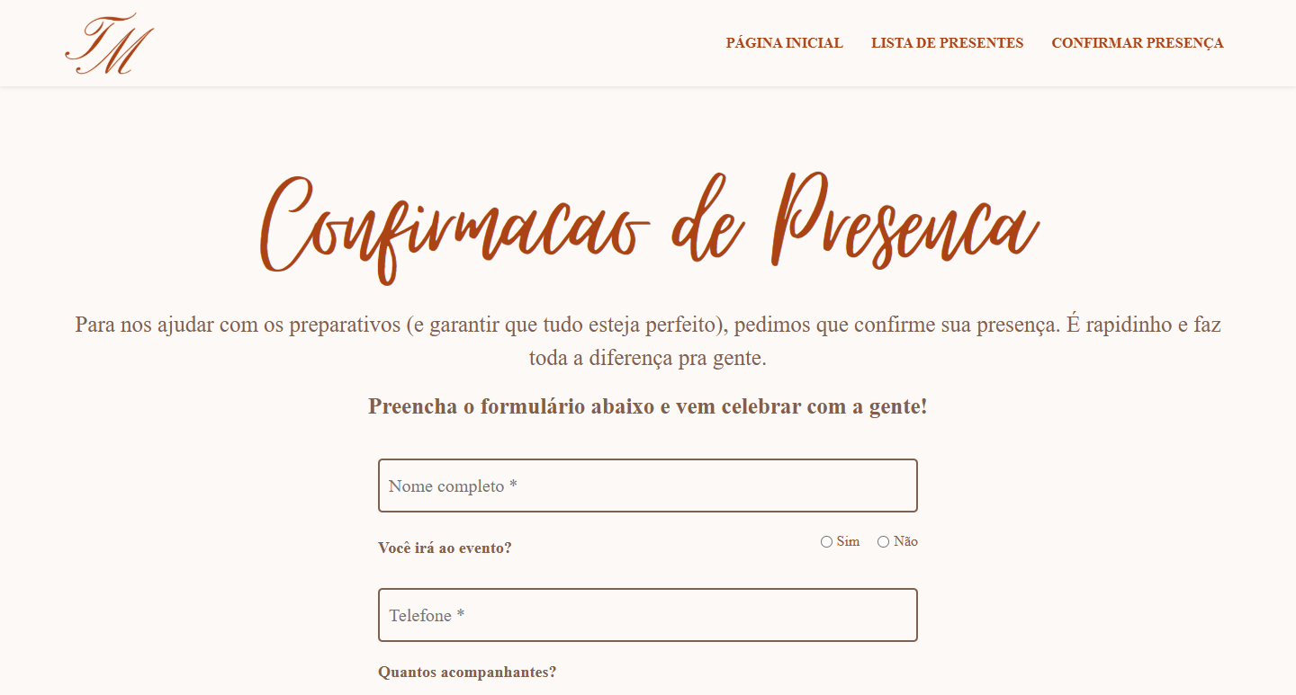 Wedding website — RSVP